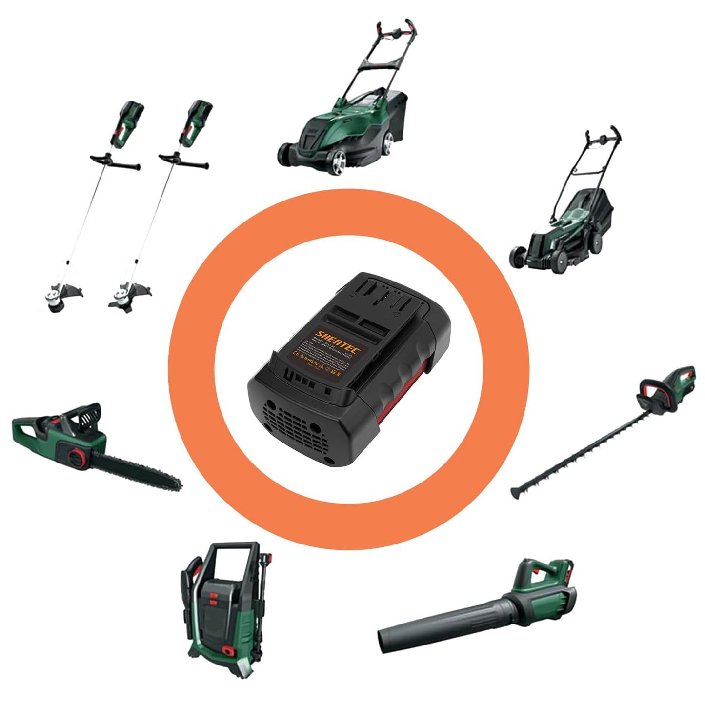 SHENTEC Batterie de remplacement Li-ion 36V 5aH pour Bosch Rotak 32 LI 34 LI 37 LI 43 LI Bosch 36V BAT810 BAT836 BAT840 D70771 2607336003