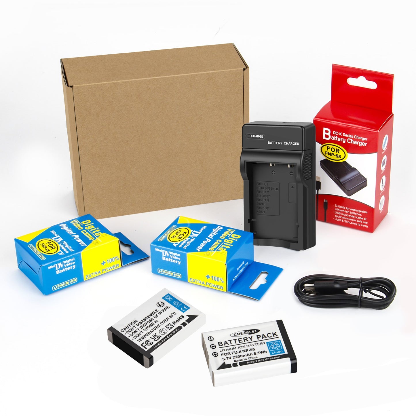 2x NP-95 NP95 3.7V Batterie+Chargeur pour Fujifilm Finepix F30 F31 F31fd X100 X100s