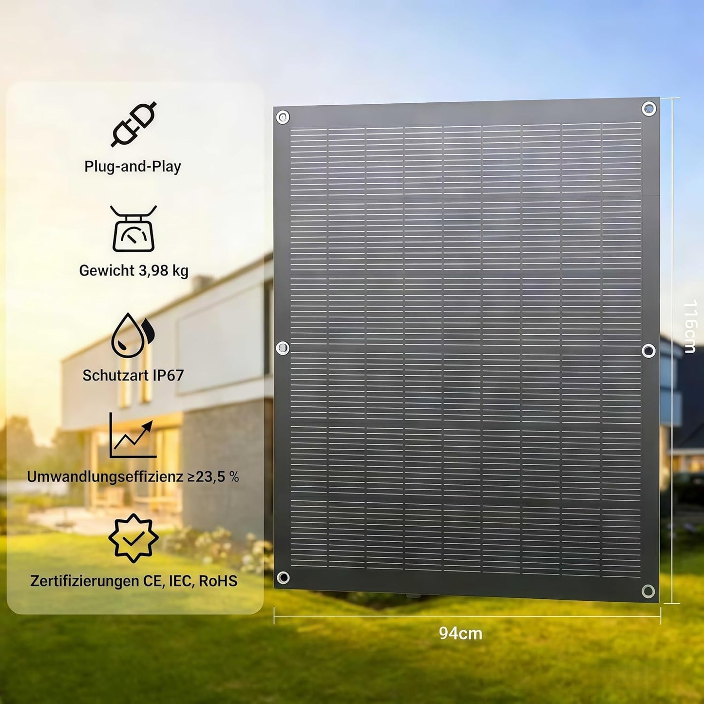 Balcony Power Station Kit Solaire Flexible 800 W avec 4 Panneaux Solaires Flexibles de 200 W et Onduleur 800 W, Plug and Play avec Câble CA de 5 m