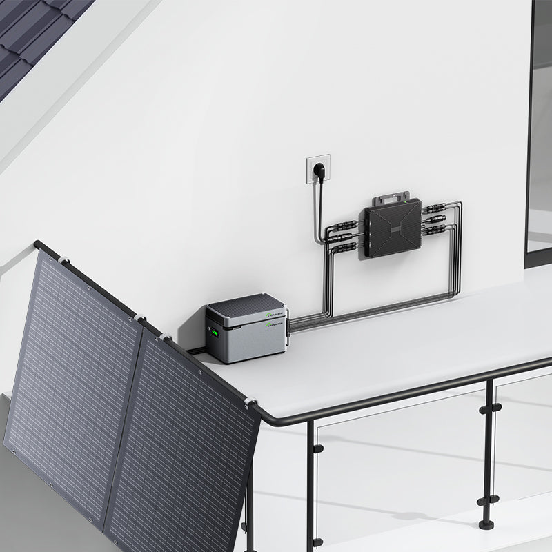 Station d’énergie de balcon 800 W, kit solaire flexible avec 4 panneaux solaires de 200 W, onduleur 800 W, hub intelligent 1600 W et boîtier d’alimentation 1024 Wh
