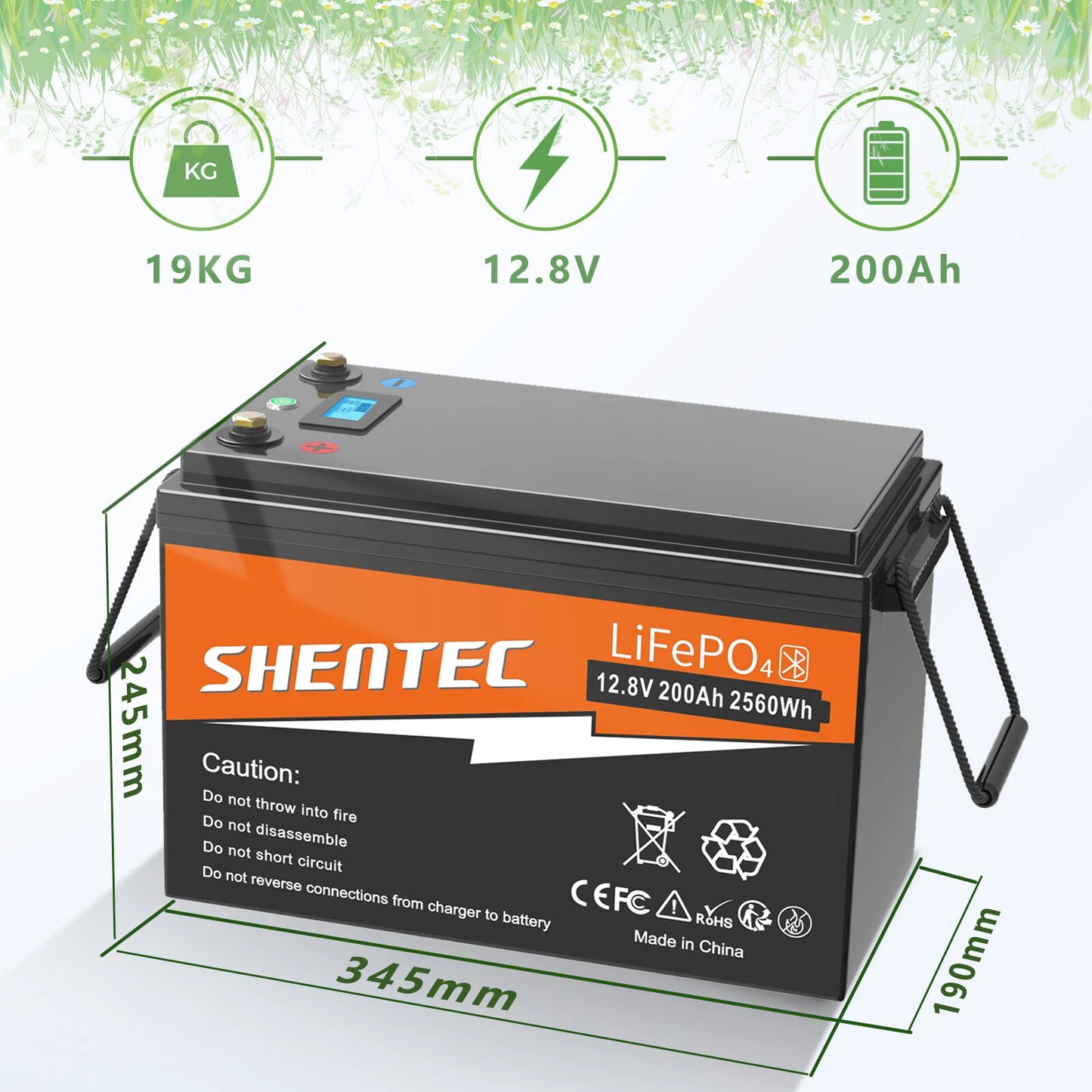 SHENTEC BATTERIE 12V 200Ah LITHIUM LiFePO4 POUR BATEAU ET CAMPING-CAR 6000+ CYCLES