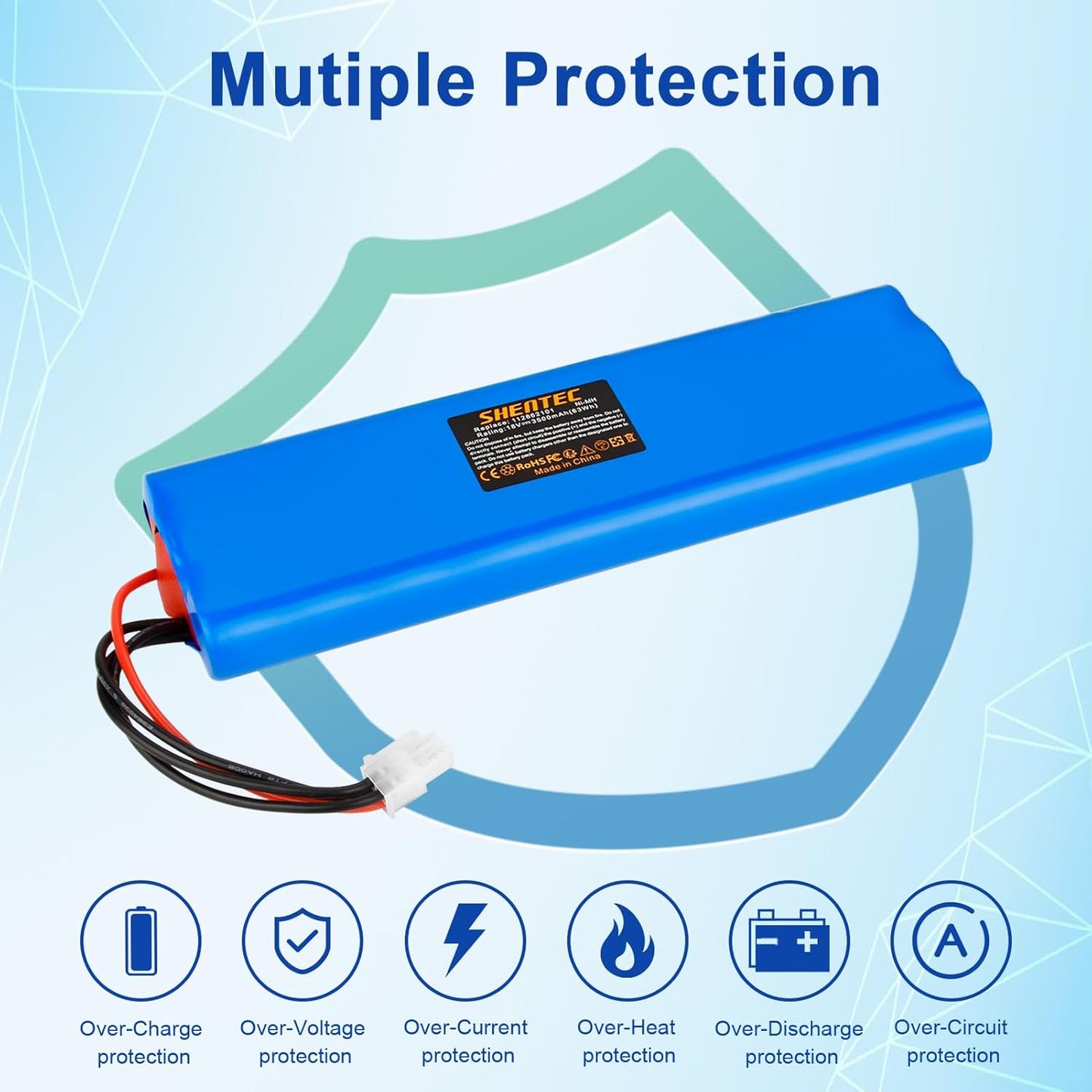 SHENTEC Batterie de remplacement Ni-MH pour tondeuse à gazon 18V pour Husqvarna Automower 210C, 210AC, 220AC, 230ACX, 260ACX, G2 2004-2006