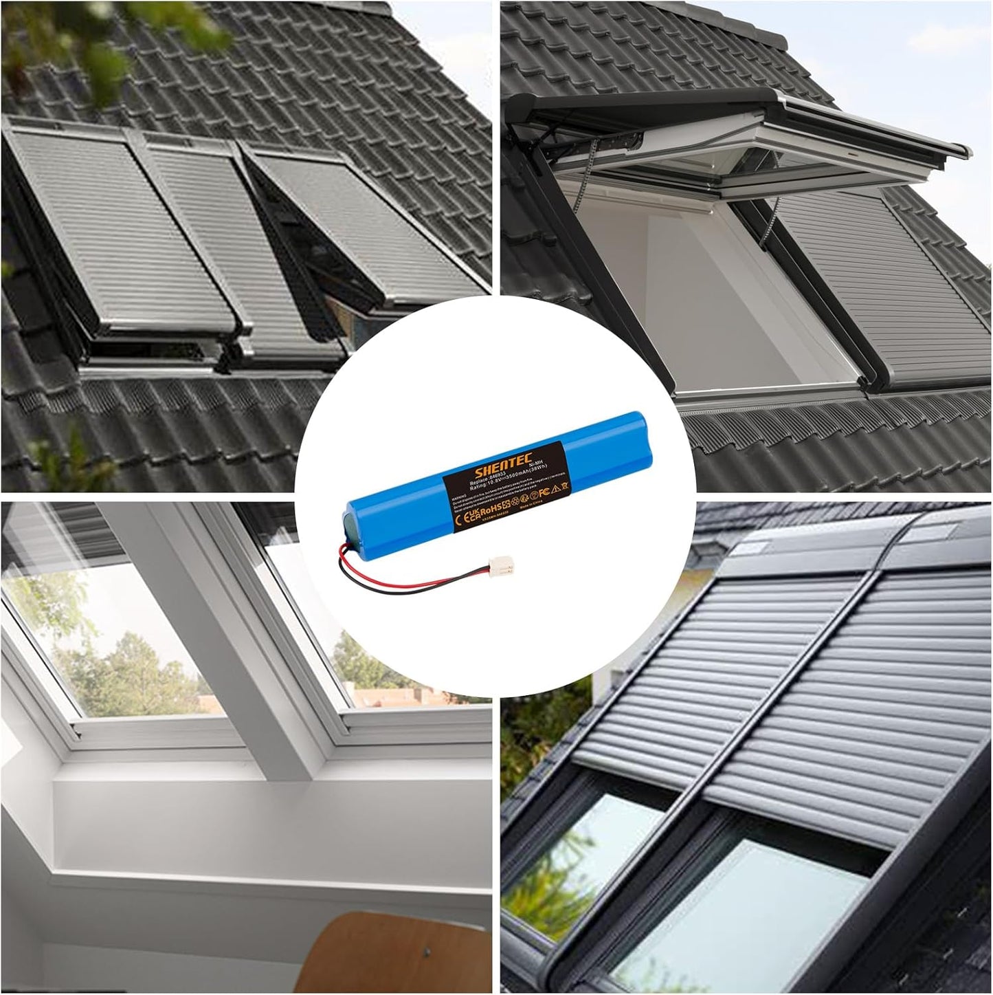 SHENTEC Batterie de remplacement pour volet roulant solaire Velux 946933, moteur de volet roulant SSL Solar, volets roulants solaires