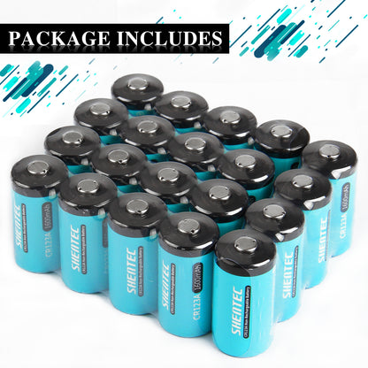 SHENTEC Lot de 20 piles au lithium 3V 1600mAh 123 CR123 CR123A pour appareil photo DL123A