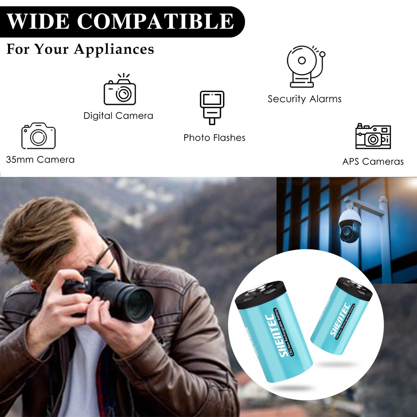 SHENTEC 20 PCS 1000mAh 3Volt CR-2 CR2 PILE AU LITHIUM POUR DR2R DLCR2 KCR2 CR17355