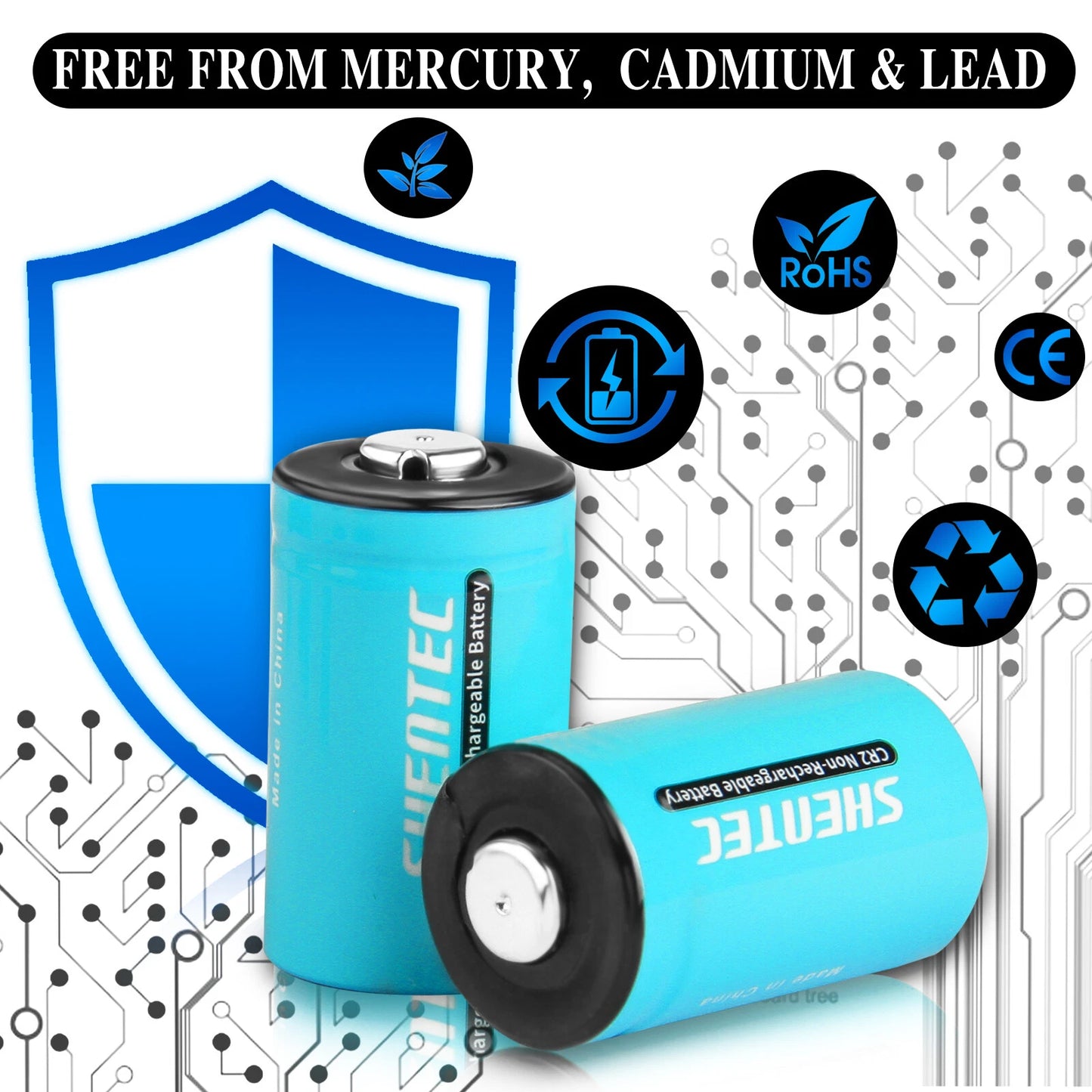 SHENTEC 20 PCS 1000mAh 3Volt CR-2 CR2 PILE AU LITHIUM POUR DR2R DLCR2 KCR2 CR17355