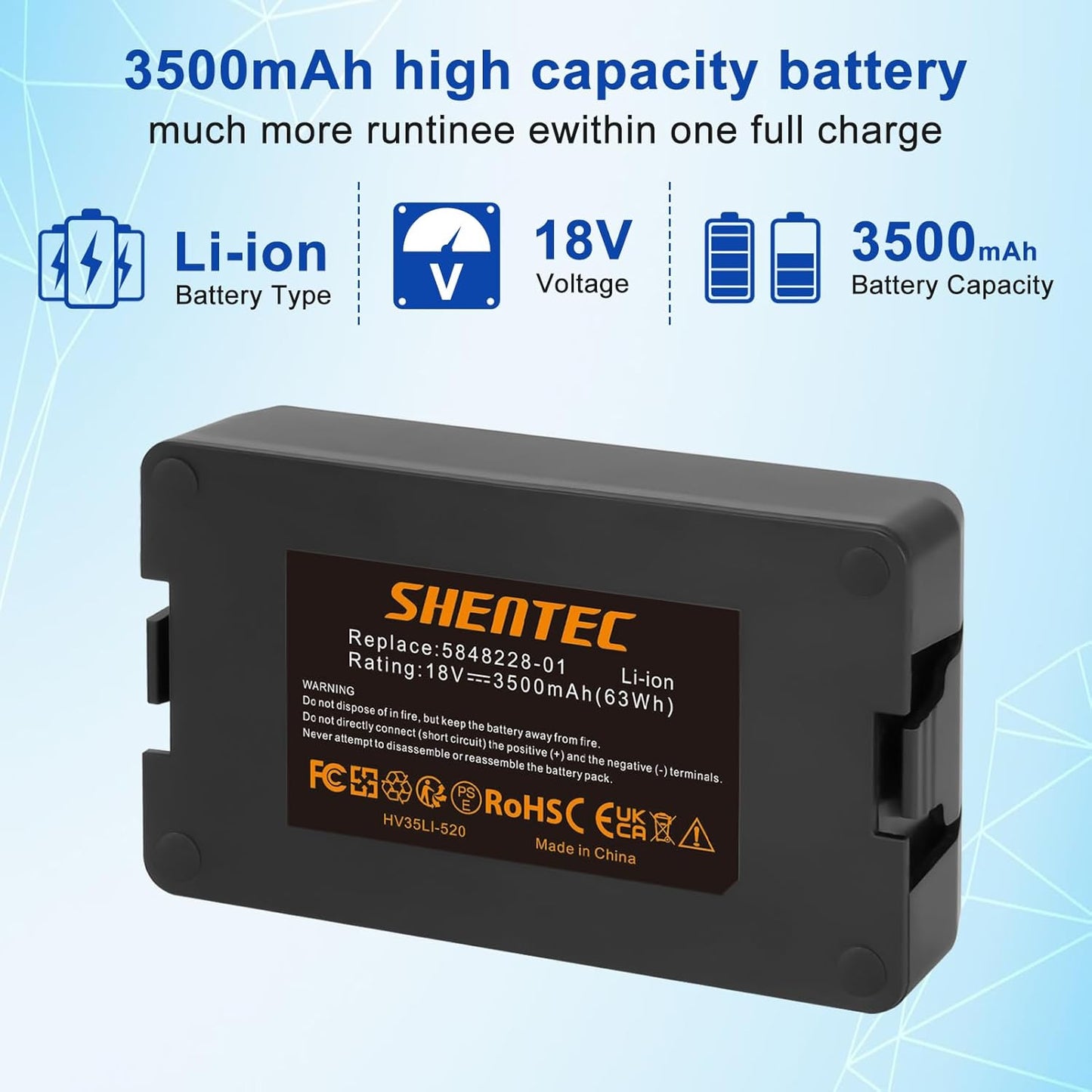 Batterie de remplacement Li-ion 18V SHENTEC pour tondeuse de jardin Husqvarna Automower 115H 305 2020 310 2020 520 2021 520 2022 Édition limitée 2020
