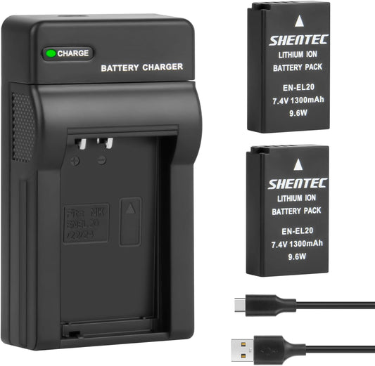 SHENTEC EN-EL20 EN-EL20a Battery USB LCD Charger for Nikon Coolpix