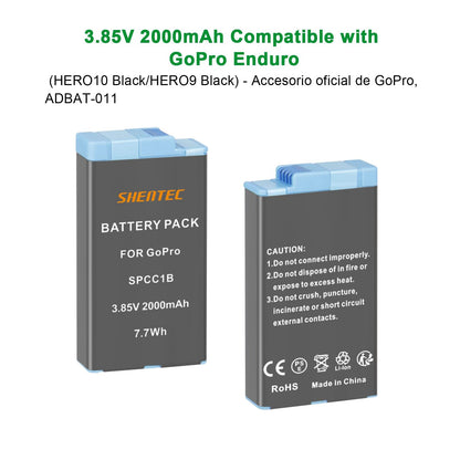 SHENTEC 3.85 V, 2000 mAh Li-Ion for GoPro Enduro Battery