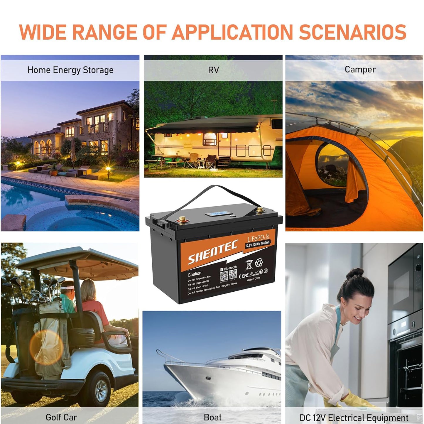 SHENTEC LiFePO4 12V 100Ah Rechargeable Lithium Battery