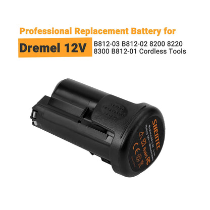 SHENTEC Batterie lithium-ion 3000ｍAh 12V compatible avec Dremel (chargeur 12V inclus)