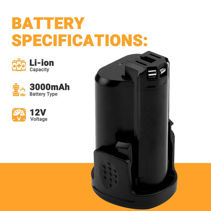 SHENTEC Batterie lithium-ion 3000ｍAh 12V compatible avec Dremel (chargeur 12V inclus)