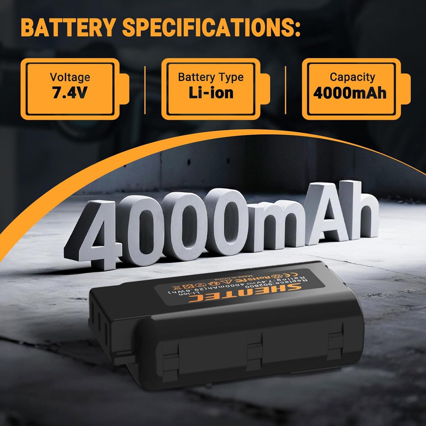 SHENTEC 2 Pack 7.4V 4.0Ah Battery Compatible with Paslode