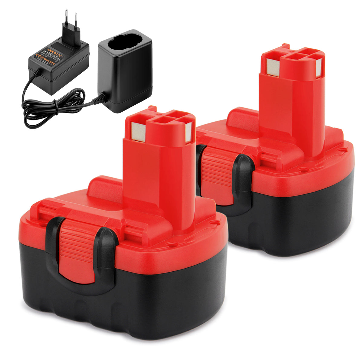 SHENTEC Kit batterie + chargeur 14.4V 2x pour Bosch BAT040 BAT140 BAT038 2607335276