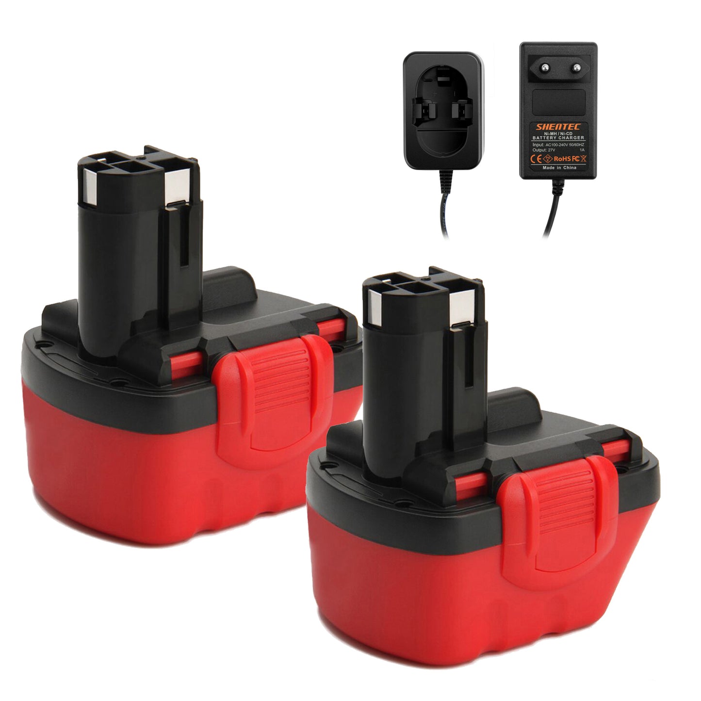 SHENTEC 2X Batterie 12V 5.0Ah + chargeur pour Bosch 2607335249 2607335261 2607335273 BAT043 BAT045