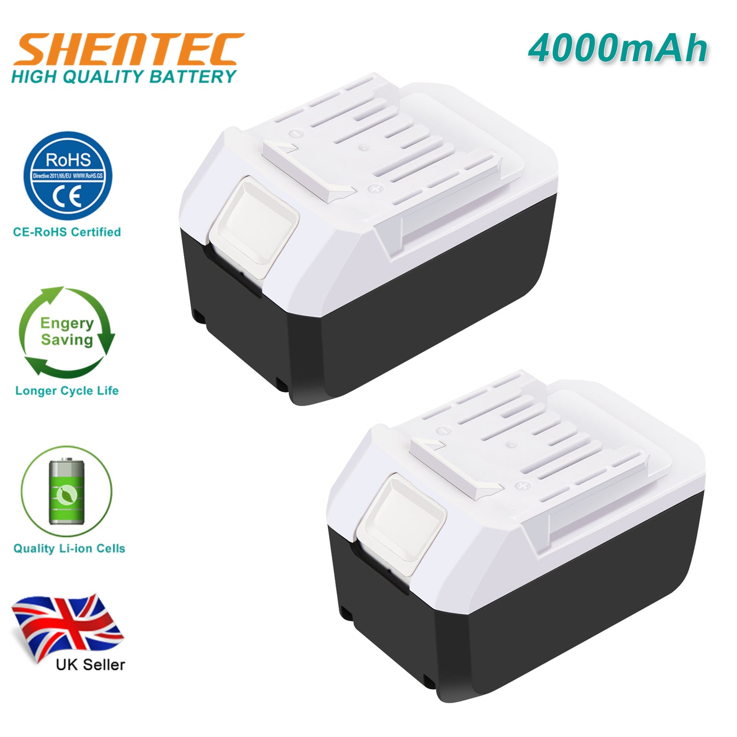 SHENTEC 2X 4000mAh 14.4V Batterie de Remplacement LI-ion pour Makita BL1413G BL1411G BL1415G DF347D UH420D