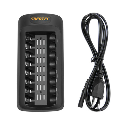SHENTEC Chargeur intelligent à LED pour 8 batteries rechargeables AA/AAA Ni-MH/Ni-Cd