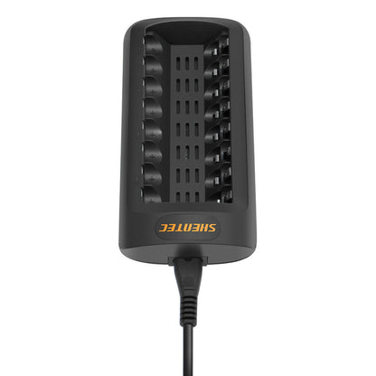 SHENTEC Chargeur intelligent à LED pour 8 batteries rechargeables AA/AAA Ni-MH/Ni-Cd