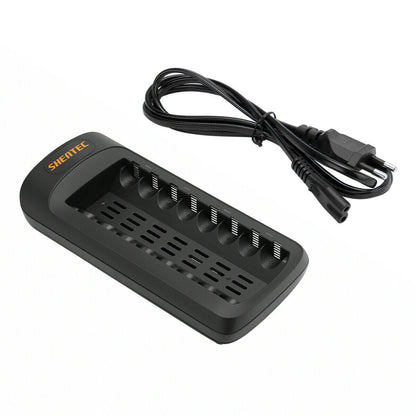 SHENTEC Chargeur intelligent à LED pour 8 batteries rechargeables AA/AAA Ni-MH/Ni-Cd