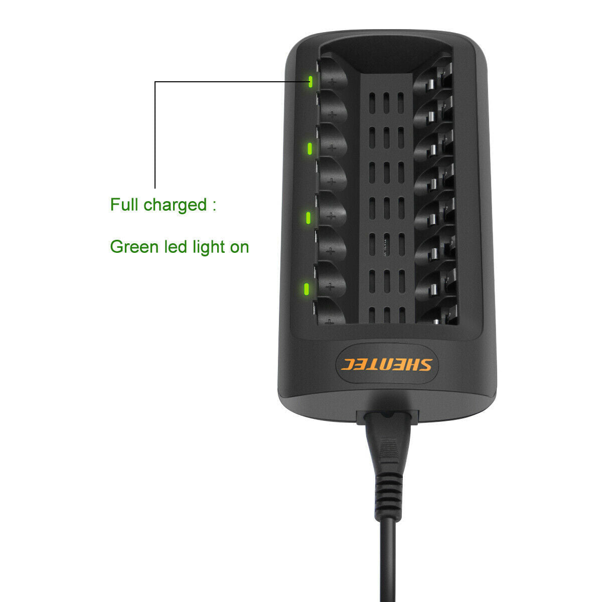 SHENTEC Chargeur intelligent à LED pour 8 batteries rechargeables AA/AAA Ni-MH/Ni-Cd