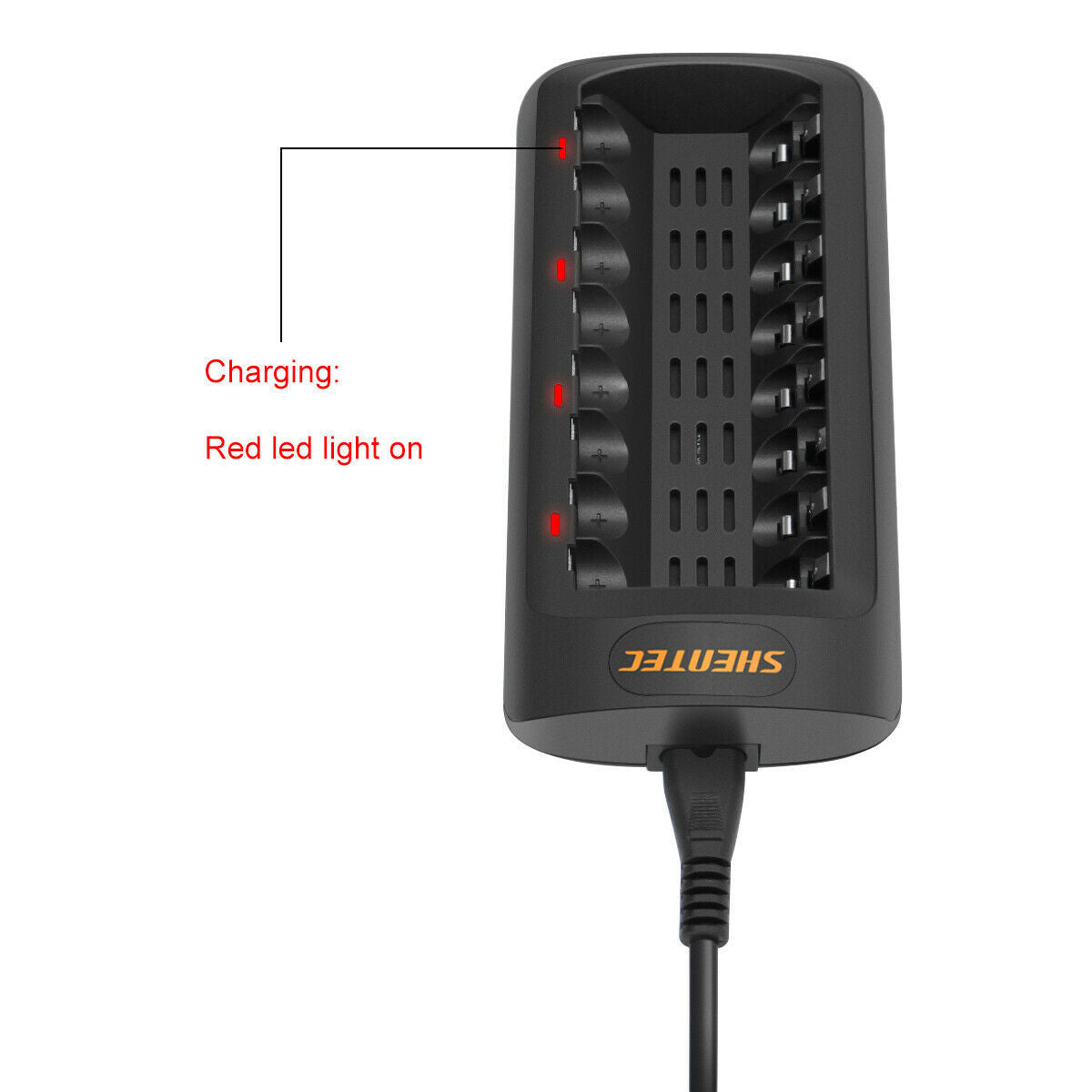 SHENTEC Chargeur intelligent à LED pour 8 batteries rechargeables AA/AAA Ni-MH/Ni-Cd