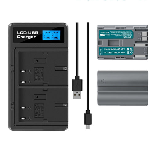 2x Batterie BP-511 Et Chargeur Double LCD Pour Canon EOS 40D 50D BP-511A 300D 20D 30D