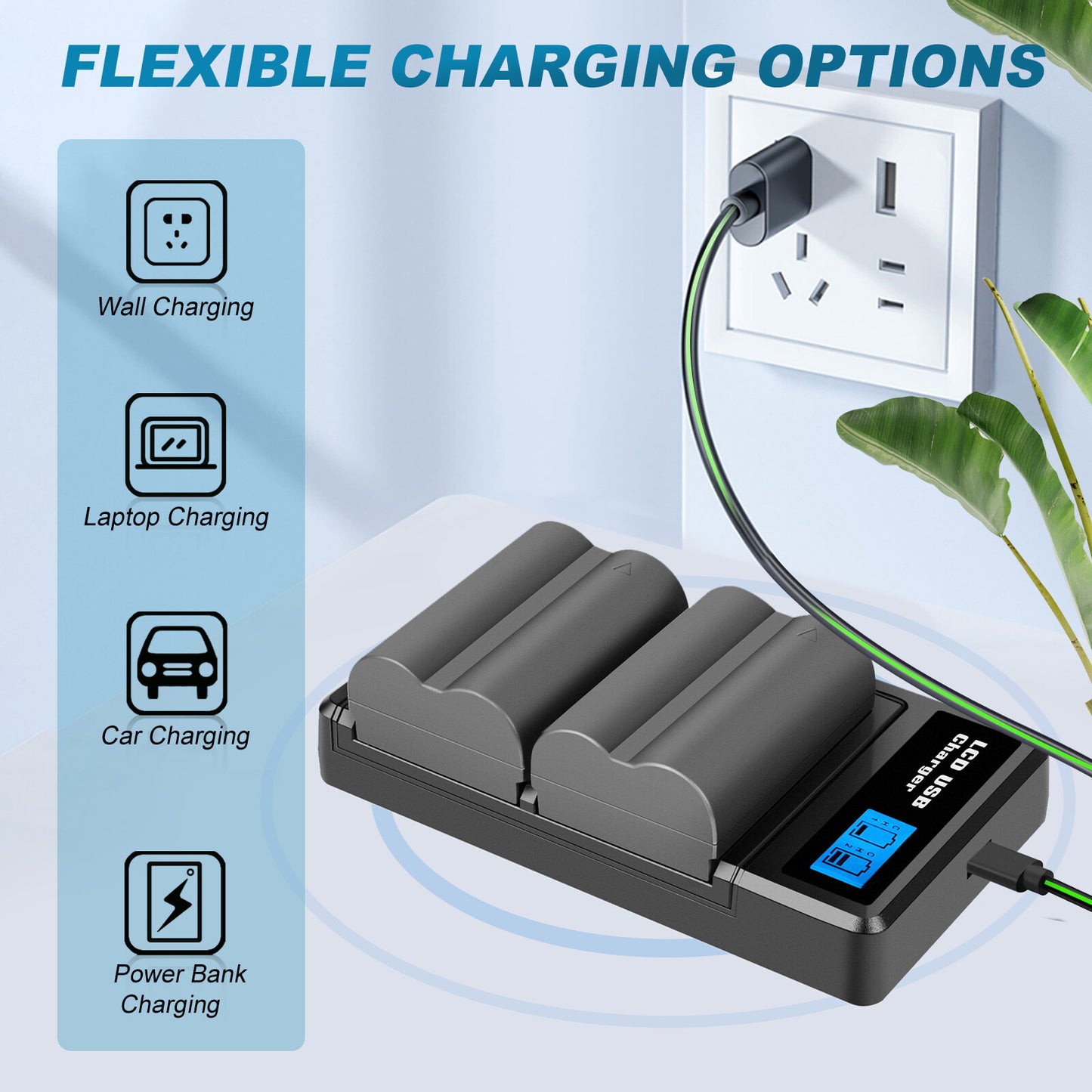 2x Batterie BP-511 Et Chargeur Double LCD Pour Canon EOS 40D 50D BP-511A 300D 20D 30D