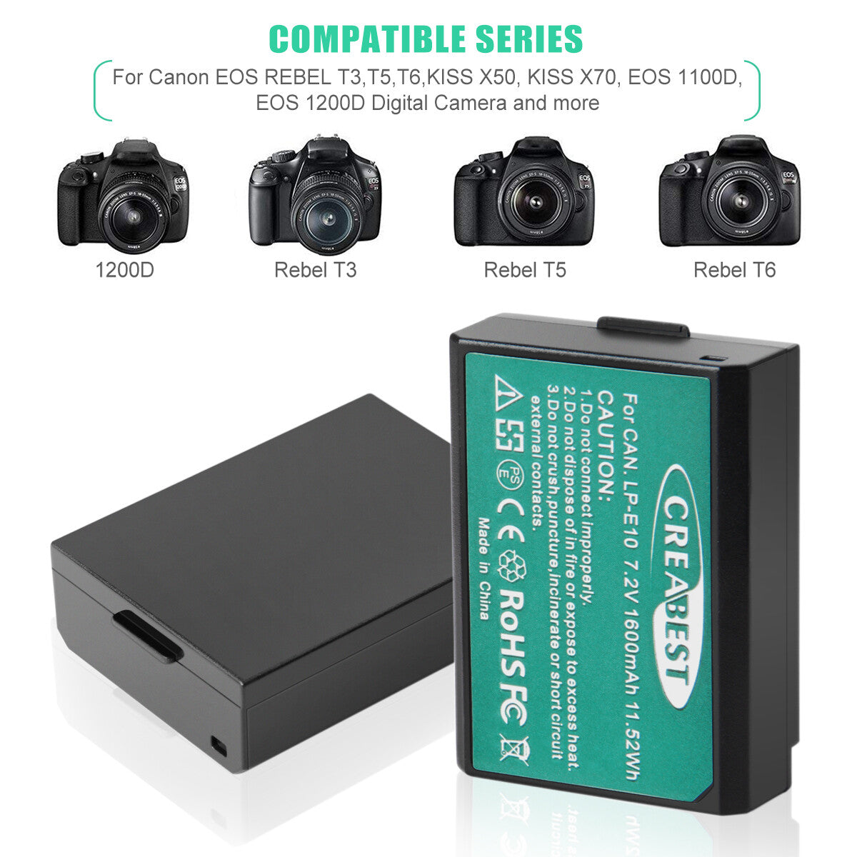 2x LP-E10 Batterie et Chargeur Pour Canon Rebel T3 T5 Kiss X50 EOS 1200D 1300D 2000D