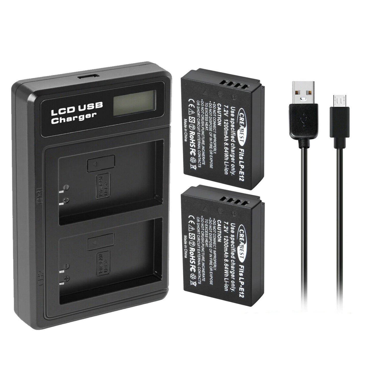 2x Batterie LP-E12 + Chargeur pour Canon EOS M, M10, M50, PowerShot SX70