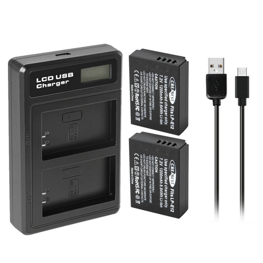 2x Batterie LP-E12 + Chargeur pour Canon EOS M, M10, M50, PowerShot SX70