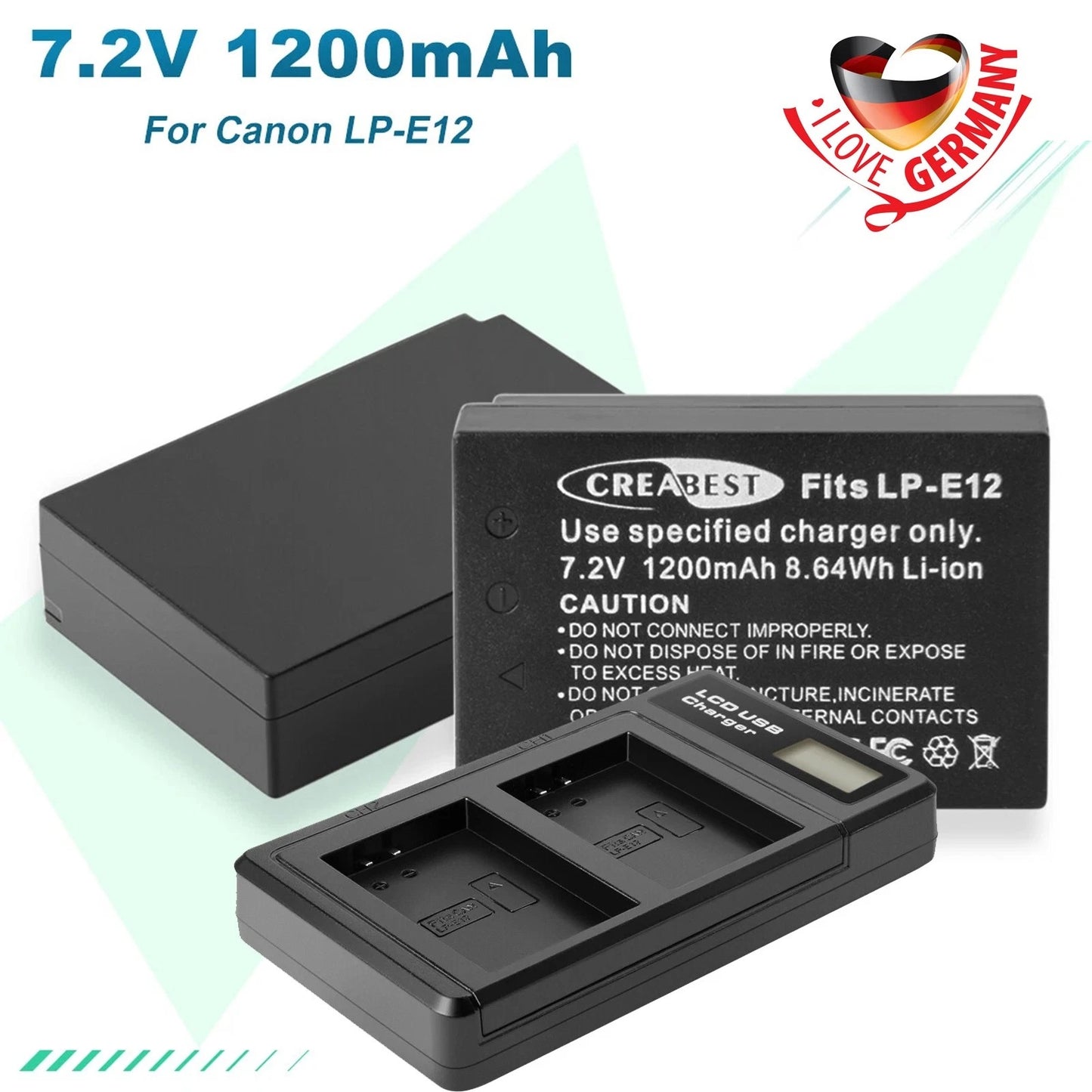 2x Batterie LP-E12 + Chargeur pour Canon EOS M, M10, M50, PowerShot SX70