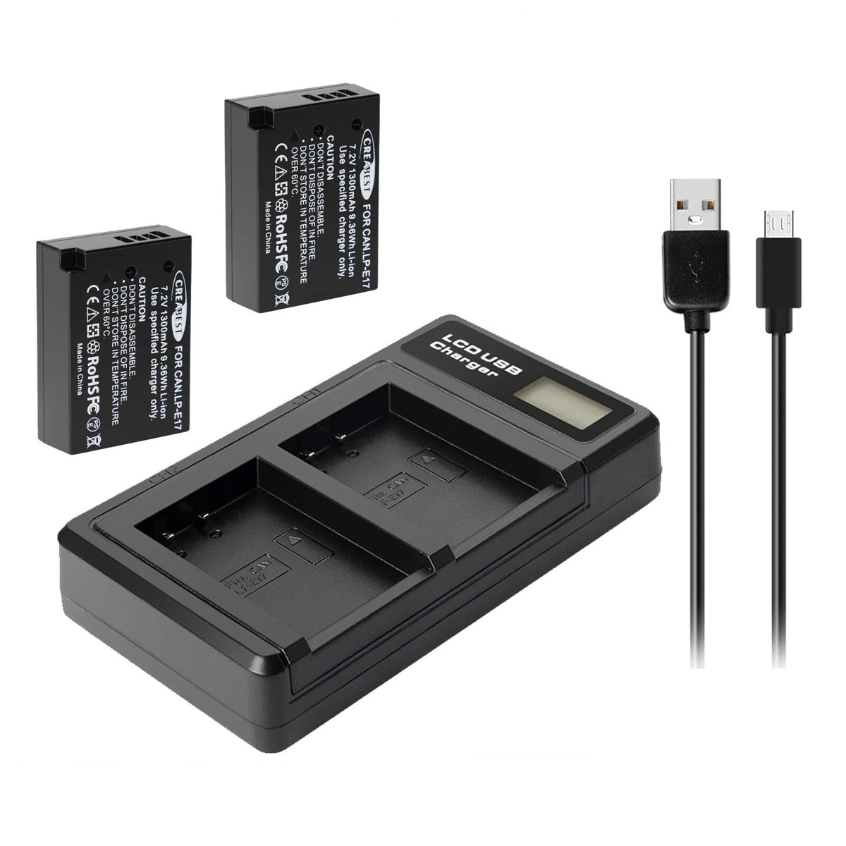 2x Batterie LP-E17+Chargeur Pour Canon M3 200D 250D 750D 850D 800D X8i X9 77D M6 M5