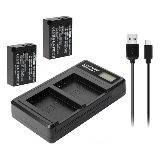2x Batterie LP-E17+Chargeur Pour Canon M3 200D 250D 750D 850D 800D X8i X9 77D M6 M5