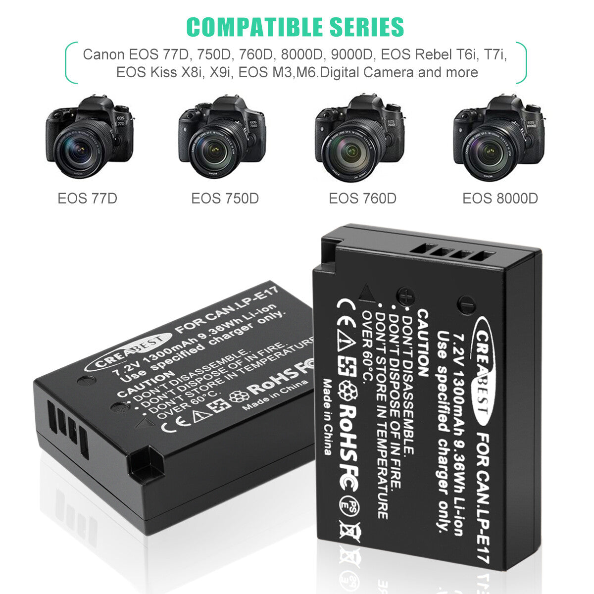 2x Batterie LP-E17+Chargeur Pour Canon M3 200D 250D 750D 850D 800D X8i X9 77D M6 M5