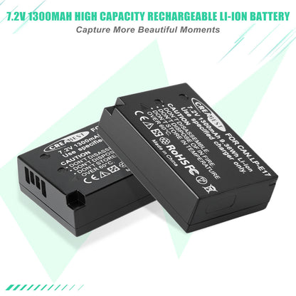 2x Batterie LP-E17+Chargeur Pour Canon M3 200D 250D 750D 850D 800D X8i X9 77D M6 M5