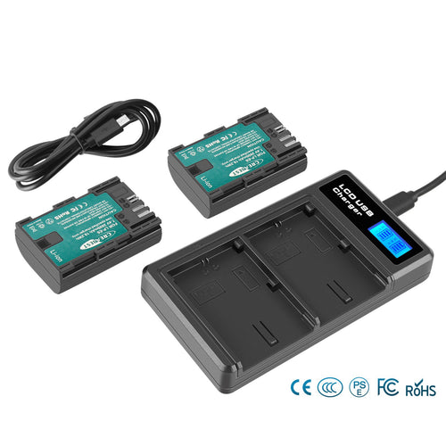 2xLP-E6 LP-E6N Batterie+Chargeur double pour Canon EOS 90D 5D Mark III IV 80D 60D 70D