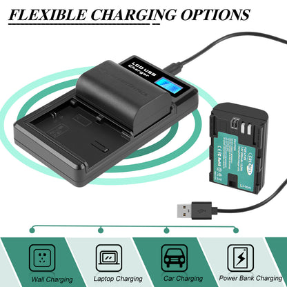 2xLP-E6 LP-E6N Batterie+Chargeur double pour Canon EOS 90D 5D Mark III IV 80D 60D 70D