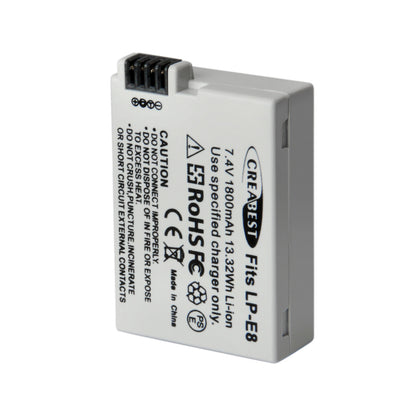 SHENTEC 2x Batterie LP-E8 + Chargeur Double Pour Canon EOS 550D 600D 650D 700D Kiss T2i X4 X5