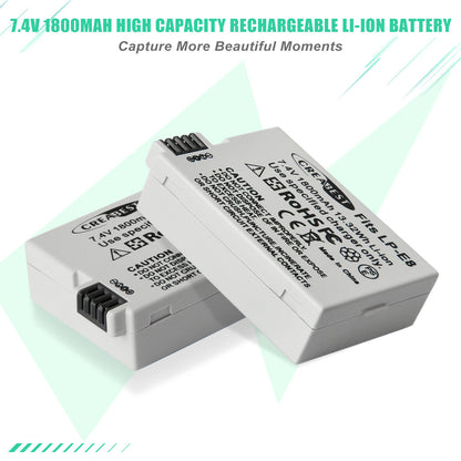 SHENTEC 2x Batterie LP-E8 + Chargeur Double Pour Canon EOS 550D 600D 650D 700D Kiss T2i X4 X5