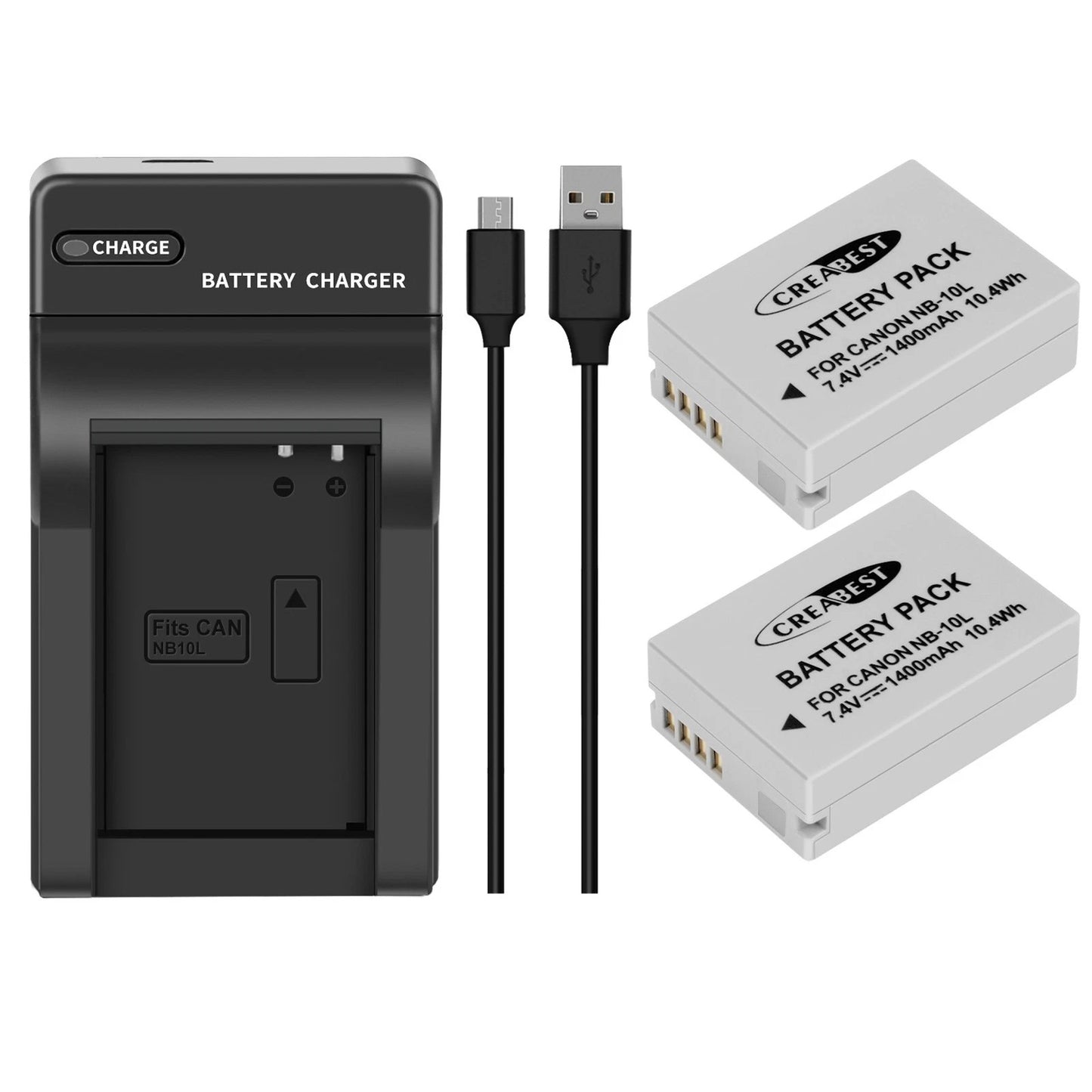 2x NB-10L Batterie+Chargeur Pour Canon PowerShot G15 G16 G1X SX50HS SX60HS SX40HS