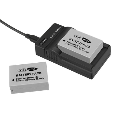 2x NB-10L Batterie+Chargeur Pour Canon PowerShot G15 G16 G1X SX50HS SX60HS SX40HS