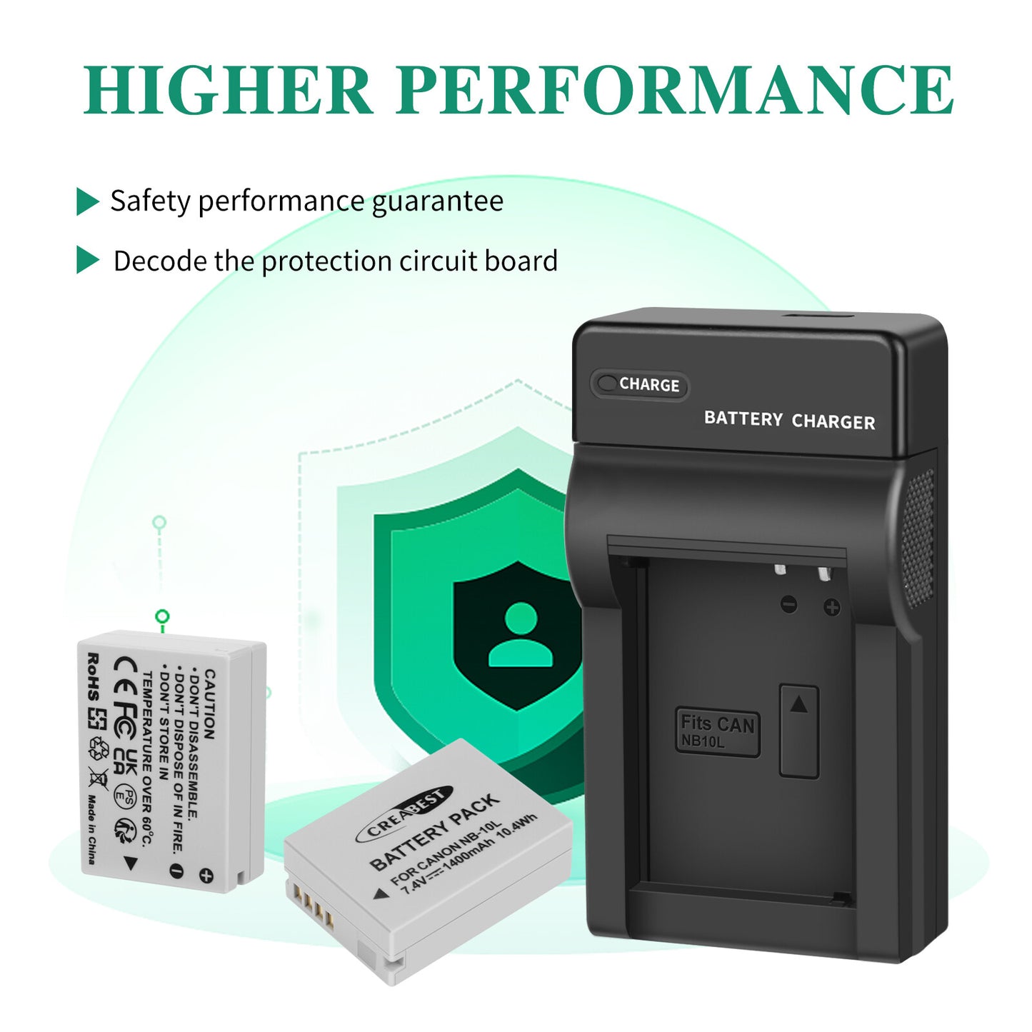 2x NB-10L Batterie+Chargeur Pour Canon PowerShot G15 G16 G1X SX50HS SX60HS SX40HS