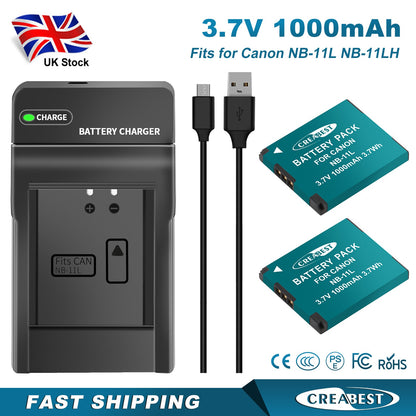 2x NB-11L/11LH Batterie+Chargeur Pour Canon SX410 SX420 SX430 IS IXUS 180 185 190