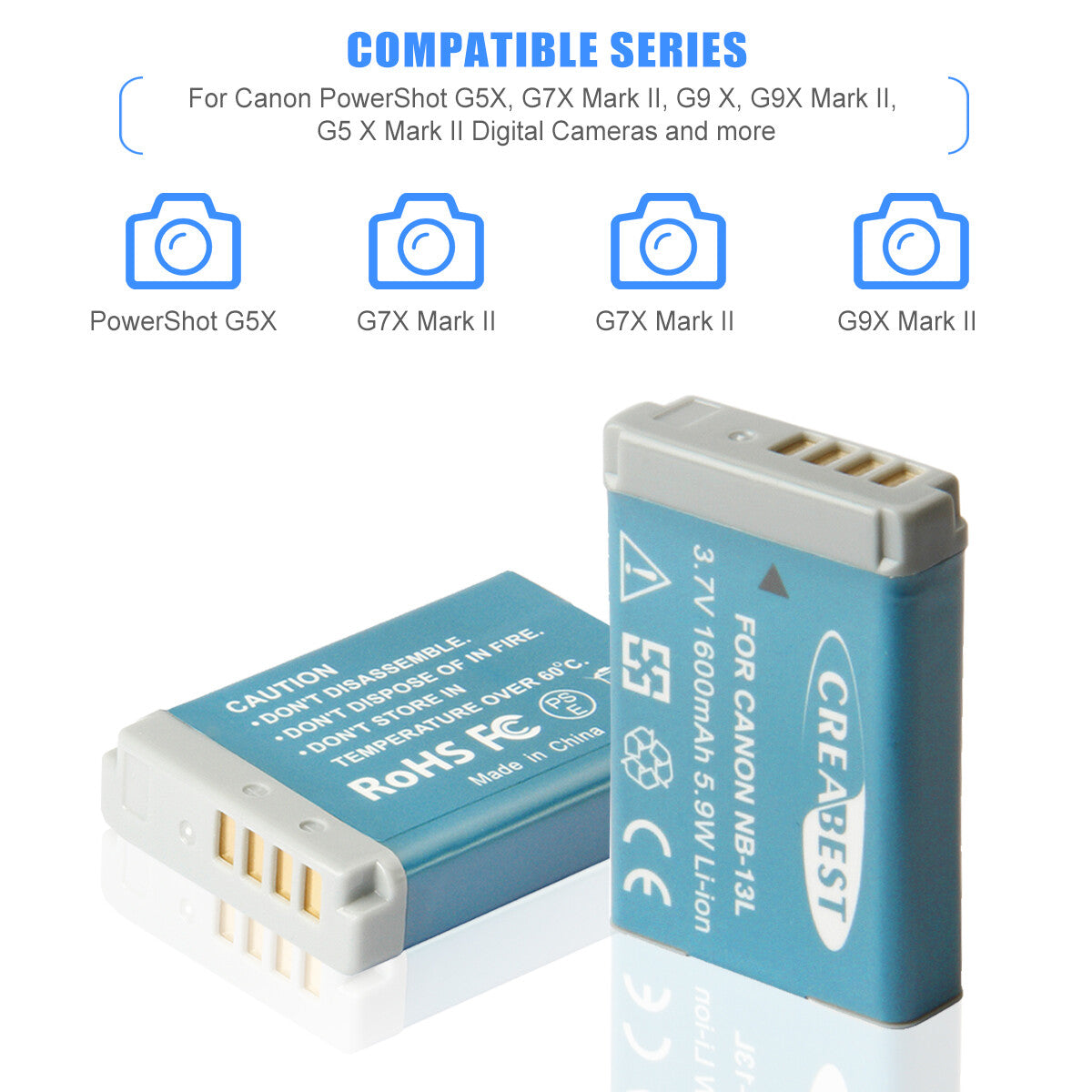 2x Batterie NB-13L + chargeur LCD pour Canon PowerShot SX620 HS G5X G7X Mark III II
