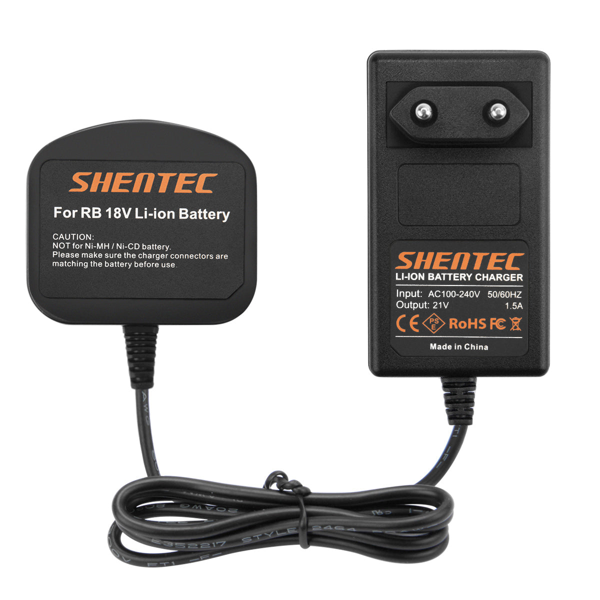 SHENTEC Chargeur de batterie 18V pour RYOBI BPL18151/P105/P106/P108/P102/CMD-1802/CMI-1802