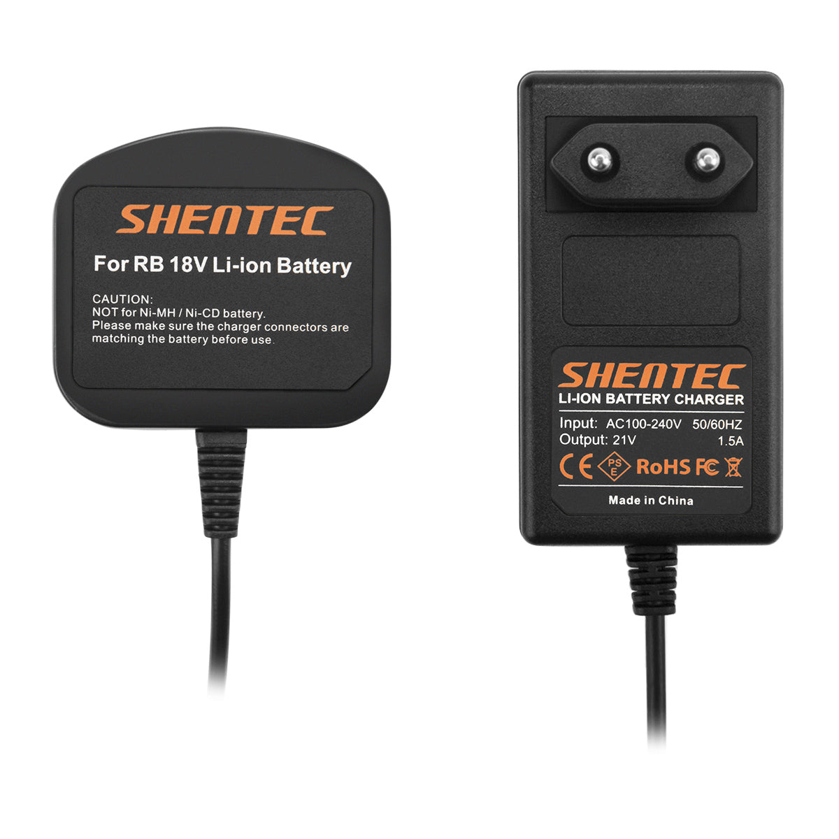SHENTEC Chargeur de batterie 18V pour RYOBI BPL18151/P105/P106/P108/P102/CMD-1802/CMI-1802