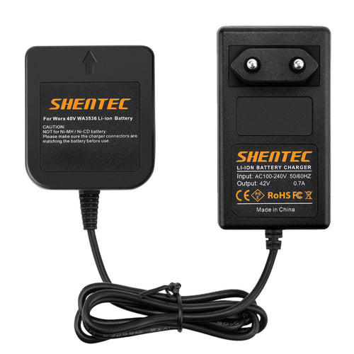 SHENTEC Chargeur de batterie 36V Li-ion pour Worx WA3734 WA3536 WG268E WG568E WG168E WG368E WG776E