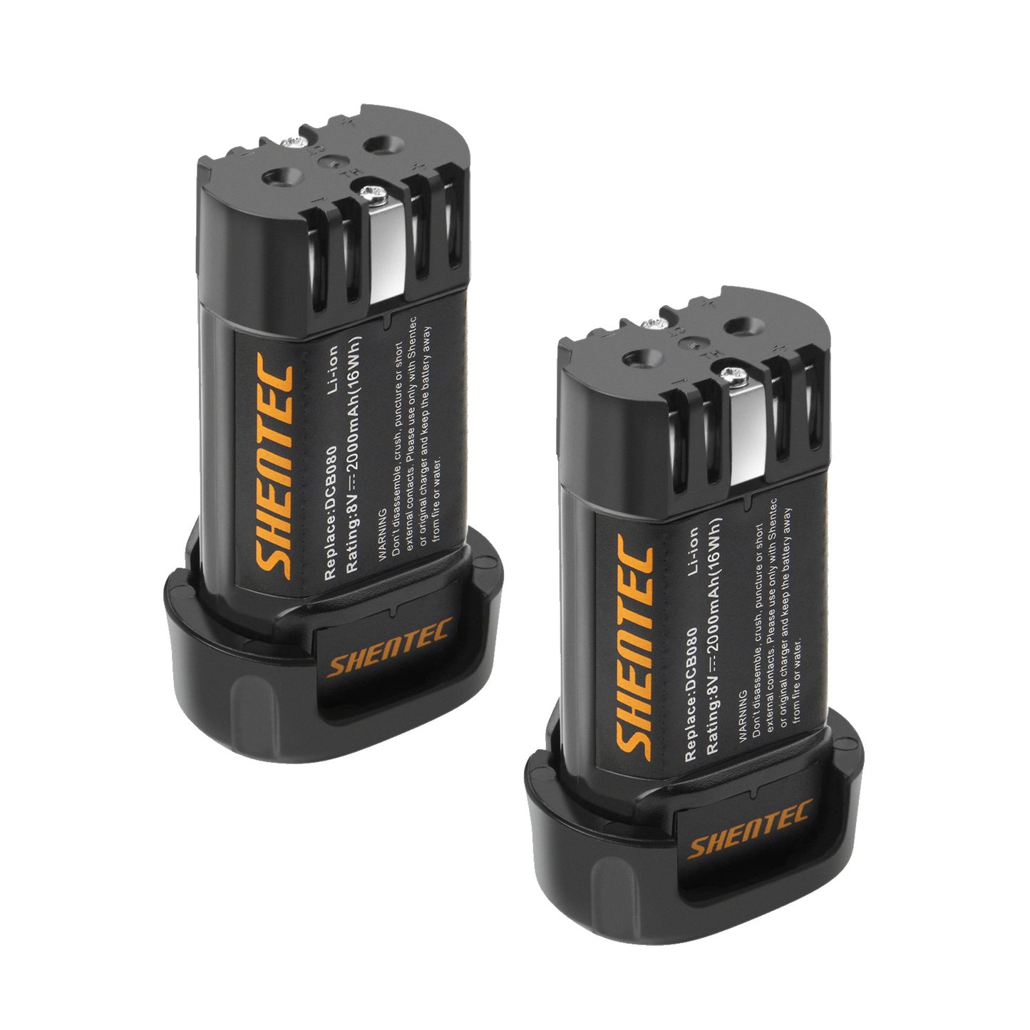 SHENTEC Lot De 2 Batteries De Remplacement 2000mAh 8-Volt Compatibles Avec DEWALT