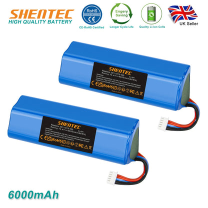 SHENTEC Batterie Li-ion 2x6Ah 14.4V pour Ecovacs 201-1913-4200 S10-Li-144-5200 DBX11-11/21