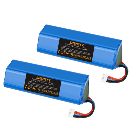 SHENTEC Batterie Li-ion 2x6Ah 14.4V pour Ecovacs 201-1913-4200 S10-Li-144-5200 DBX11-11/21